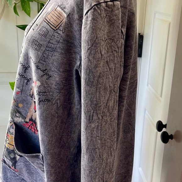 Jess & Jane dogs of Christmas midnight tunic size XL Very cute gray washed,Fun - Picture 4 of 10